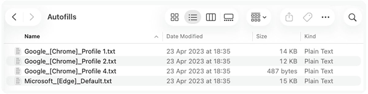 Autofills folder example